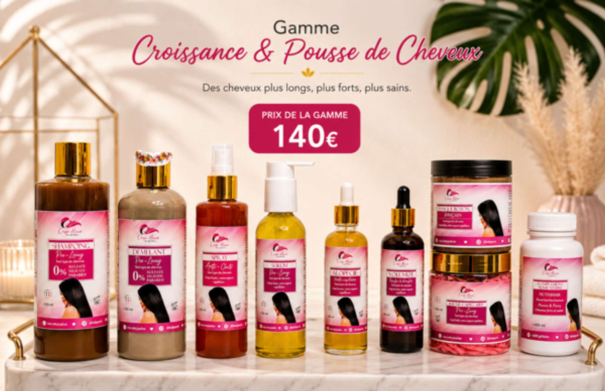 Gamme de pousse cheveux crépus