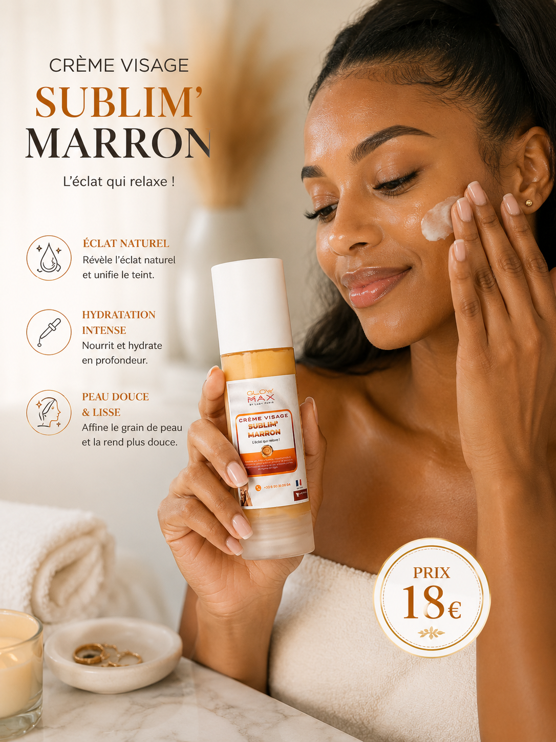 Creme Visage avec Teint marron Clair